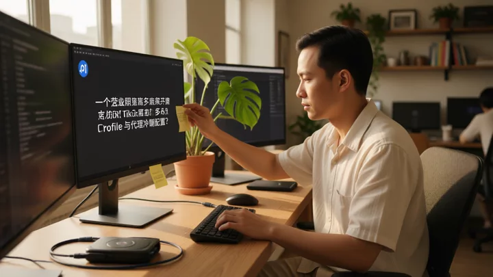 In a co-working space in Hanoi, operators manage multiple Southeast Asian local shops on a single computer; each Profile corresponds to independent external storage.