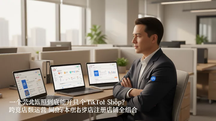 跨境卖家在办公环境中同时管理多家 TikTok Shop 店铺后台